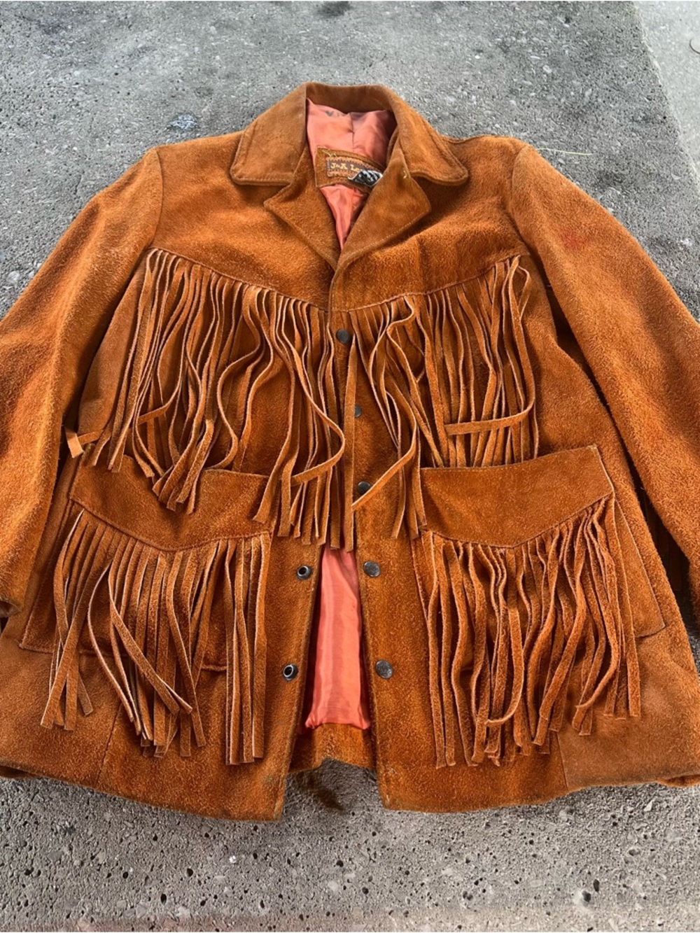 Vtg J&A Leathers Rust Suede Fringed Wild Bill Hickok Jacket Please Read